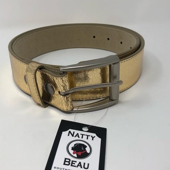 Gold Metallic Leather Belt main image 4